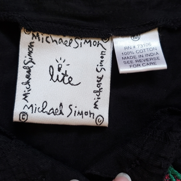 Michael Simon button front cardigan embroidered leaves multi color M - Picture 3 of 6